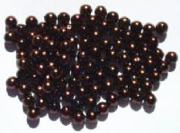 100 6mm Round Dark Bronze Glass Pearl Beads